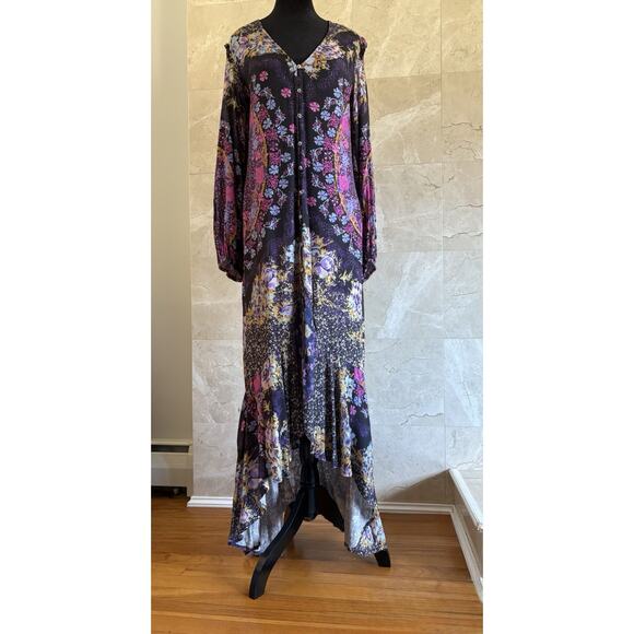 Free People Marais Duster Maxi Dress, Small Purple Patchwork Festival Resortwear - Picture 3 of 9